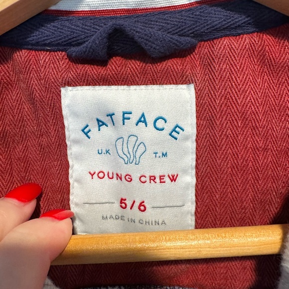 Fat Face Arlie Navy and Red Kids Quarter-Zip Sweatshirt - Picture 4 of 5